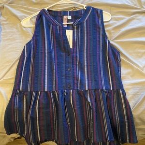 Top Francesca's Sleeveless Chambray Blue Striped Top Size Medium New NWT